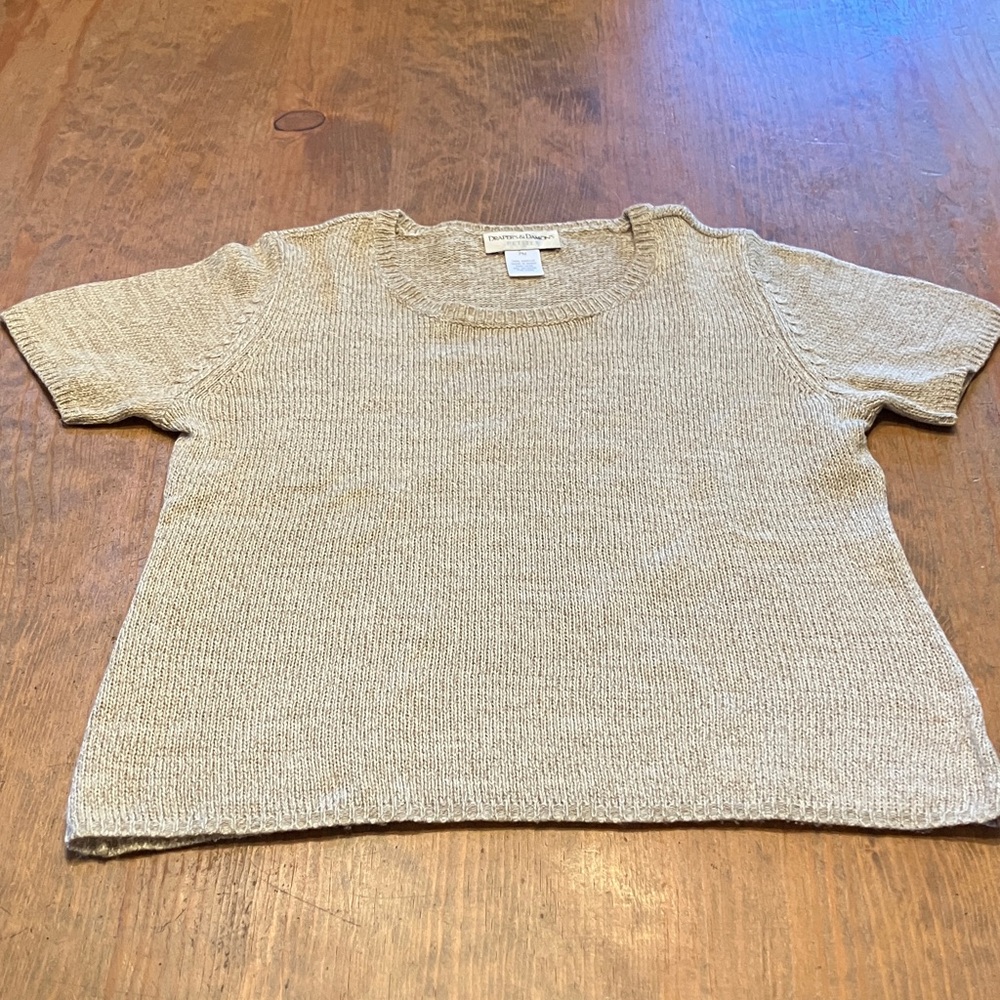 Casual Beige Knit Women's Tee